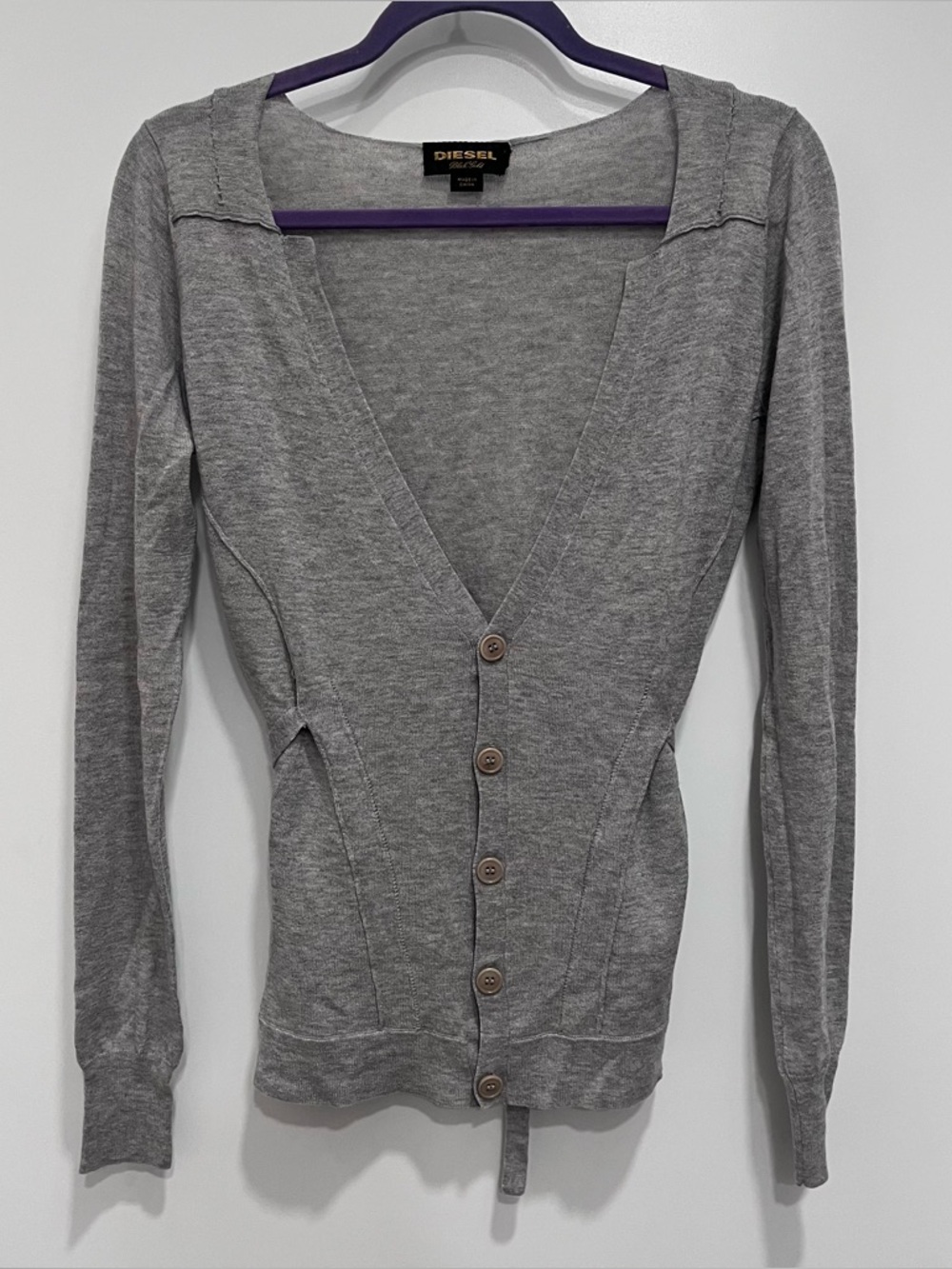 Diesel Black Gold Label Women's Grey Button-Front Cardigan Wool Silk Medium V